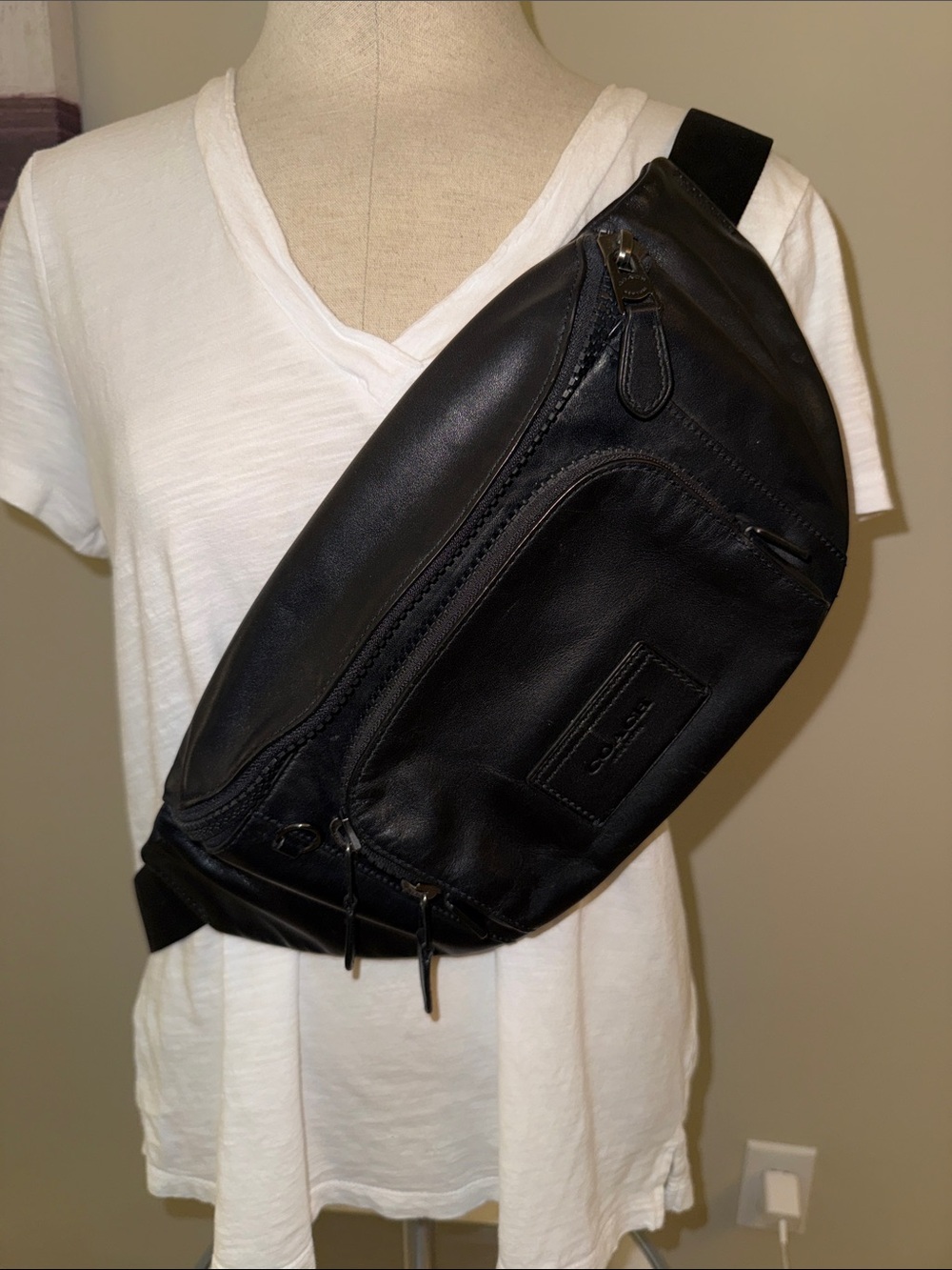 Coach Black Leather Belt Bag Sling